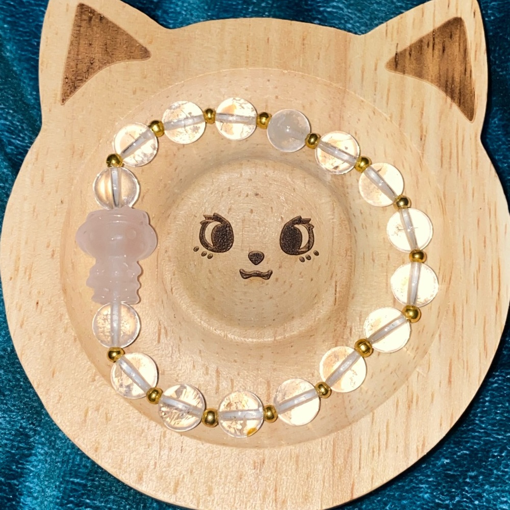 Hello Kitty Clear Quartz Crystal Bead Bracelet